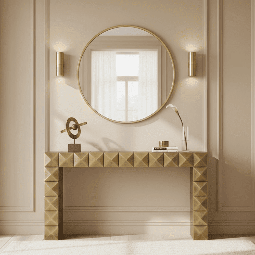 Abitha Luxury Brushed Gold Console Table
