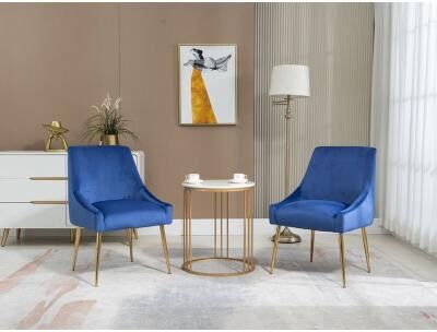 Home Beyond Velvet Upholstered Wing Back Parsons Chair with Golden Plated Legs, Set of 2