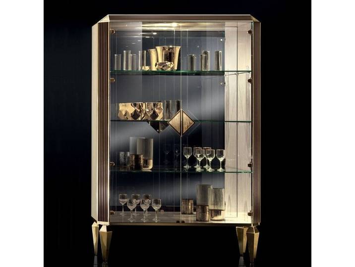Xlmoebel Glasvitrine ArredoClassic Vitrine aus hochwertigem Holz im eleganten Design (Vitrine) Hergestellt in Italy
