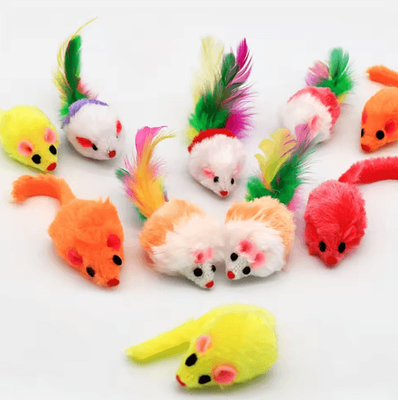 Inspire Picks Rattle Catnip Mouse Toys Set For Interactive Indoor Play colour random 24pcs