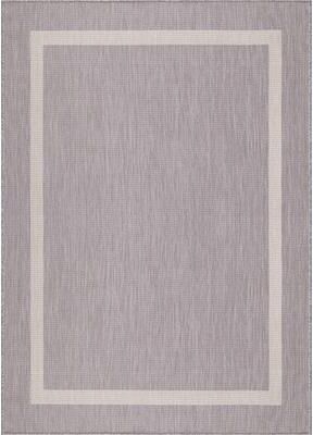 Beverly Rug Modern Bordered Indoor Outdoor Rug, Outside Carpet for Patio, Deck, Porch