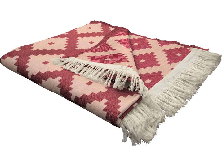 Wohndecke ADAM Maroccan Shiraz , rot, B:145cm L:190cm, Baumwolle, Wohndecken, Wohndecke, mit aufregendem Muster, Kuscheldecke