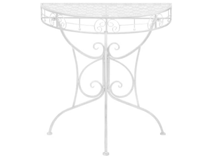 Halbrund Beistelltisch Metall Vintage 72x36x74 cm Silber Beistelltisch mit Details, elegantes Design, kompakt, für Wohnzimmer, mit Wandbefestigung