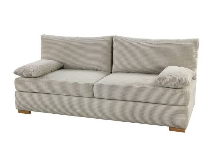 Schlafsofa Dauerschläfer Bettkasten grau-beige 201 cm - DERBY