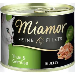 Miamor Feine Filets in Jelly 185g Dose Katzennassfutter 12 x 185 Gramm Thunfisch & Gemüse