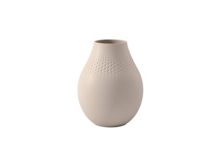 Villeroy & Boch - Manufacture Collier sand, hohe Vase Perle, 20 cm, Premium Porzellan, Beige, Hoch