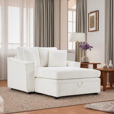 "53.5"" Snowflake Velvet Modern Sofa Chair with Pillows and Hidden Storage Space and Curved Armrests"