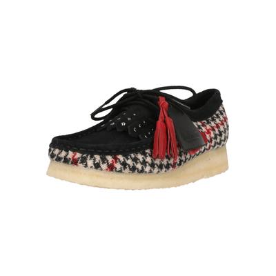 Mokassin CLARKS "Wallabee", Damen, Gr. 40, bunt (schwarz, rot), Kunstfaser, Schuhe Mokassin, aus hochwertigem Harris Tweed