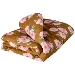 RICE Quiltdecke Floral Fiesta Rose aus Baumwolle, 180 x 130 cm, 180 x 130 cm