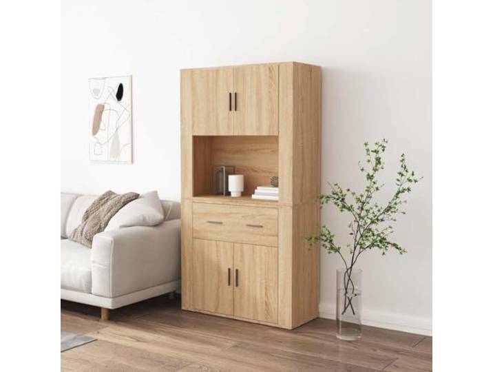RJPLMFV Anrichte oben Eiche Sonoma Holz Technik Großer Stauraum, Wandbefestigung inklusive, feuchtigkeitsbeständig, glatte Oberfläche