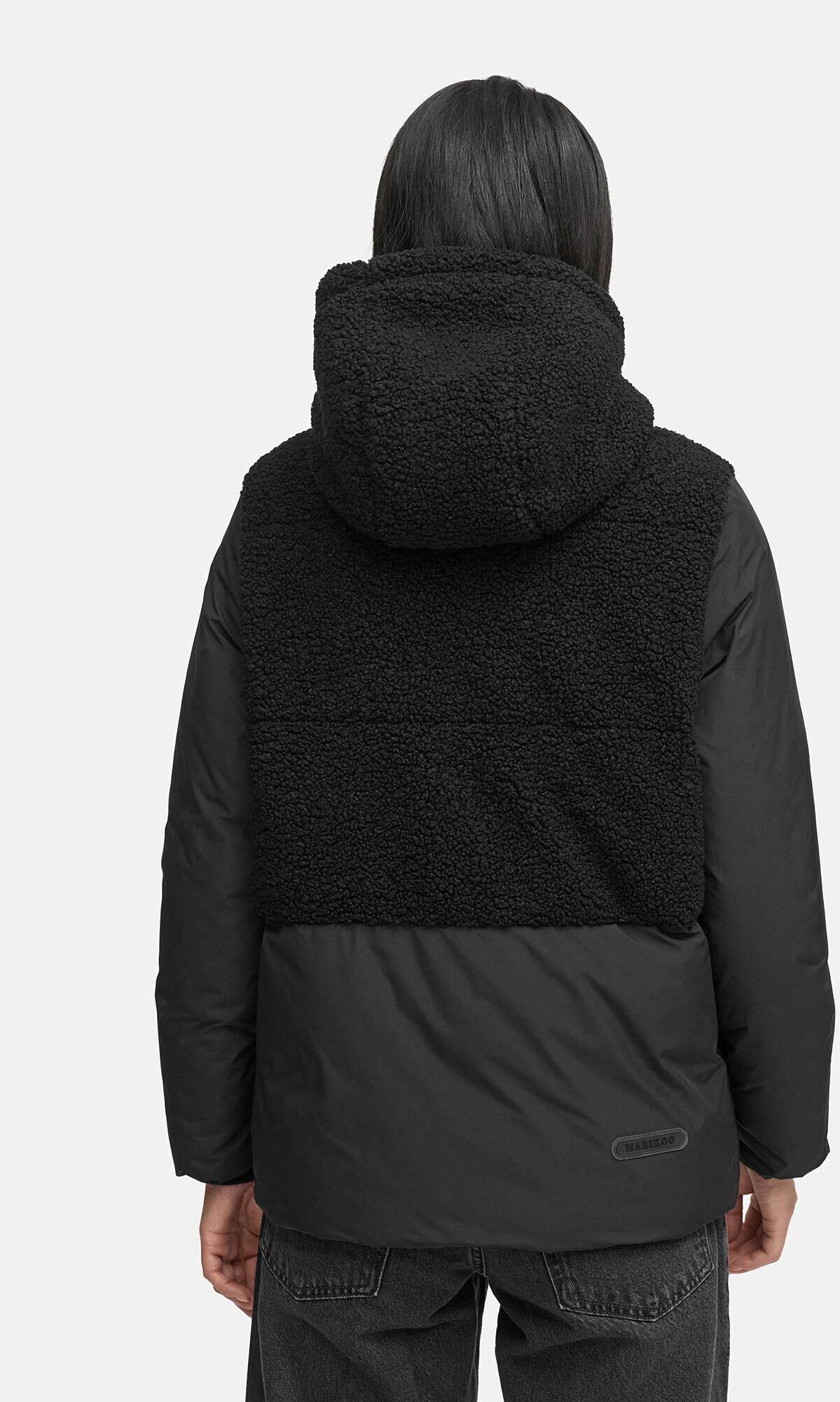 Winterjacke MARIKOO "Marikoo Sheeta Damen Herbst Winter Teddyfell Jacke gefüttert N095", Kinder, Gr. M, schwarz, Obermaterial: 100% Polyester PES., Jacken Winterjacke