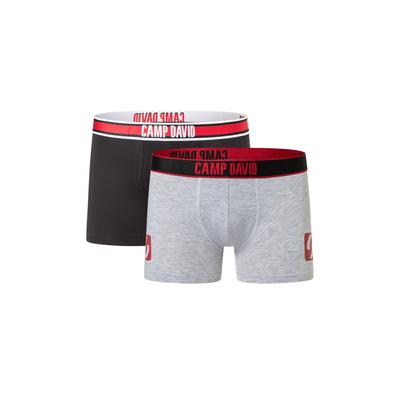 Boxershorts CAMP DAVID "casual", Herren, Gr. L, Single Jersey, grau (tomato puree mix), Single Jersey, Obermaterial: 95% Baumwolle, 5% Elasthan, Unterhosen, Boxershorts, mit doppellagiger Tasche, aus gekämmter Baumwolle