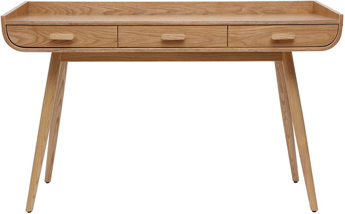 Miliboo Bureau avec rangements 3 tiroirs scandinave bois clair L132 cm HALLEN