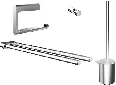 Emco Flow Bad Accessoires Set Paket Papierhalter,Haken,Handtuchhalter,WC-Bürste