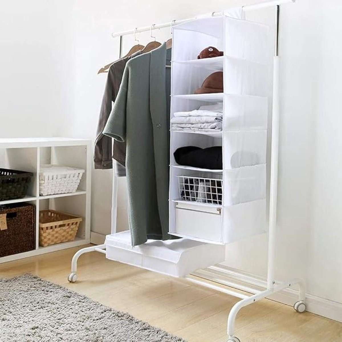 Hangende kastorganizer met 6 opbergplanken voor kleding en accessoires