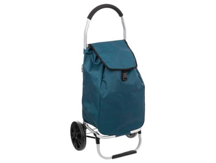 Five Boodschappentrolley van aluminium, opvouwbaar, 2 wielen, grote capaciteit, 51 l, petrol blauw