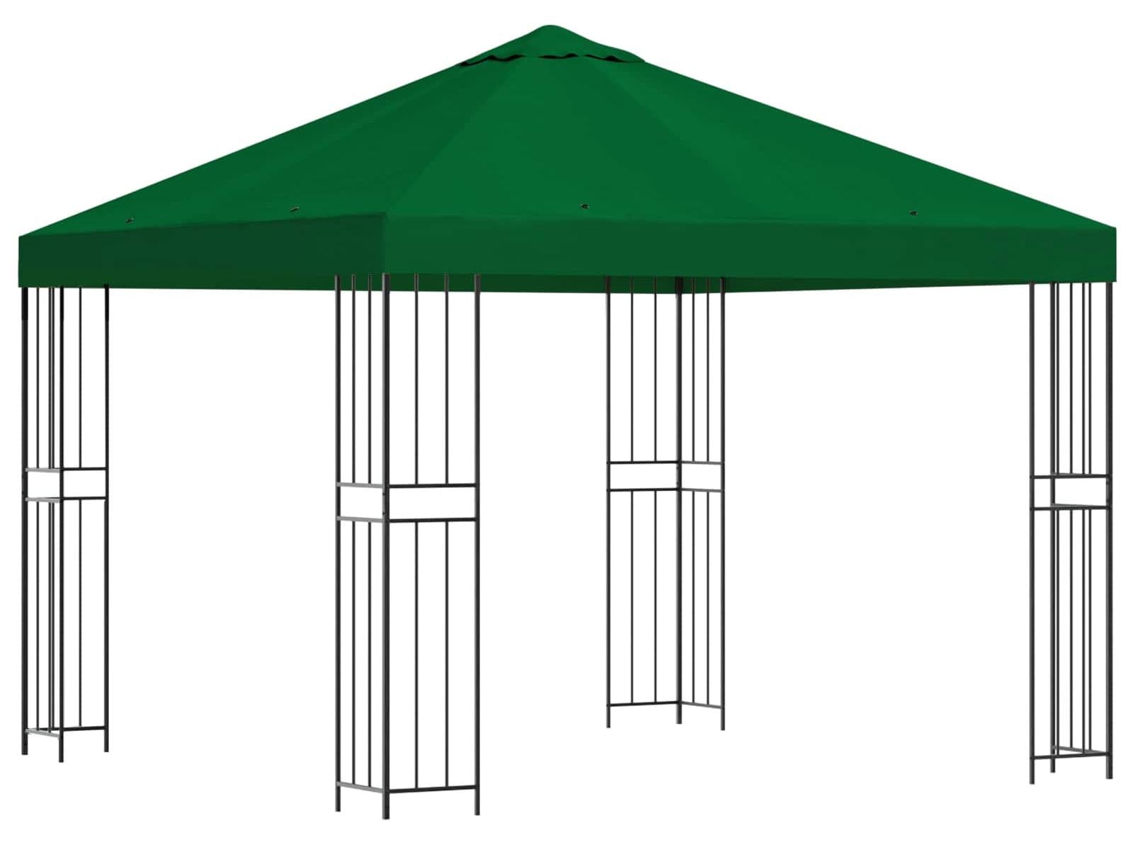 vidaXL Pavillon groen van polyester en staal, 3 x 3 meter