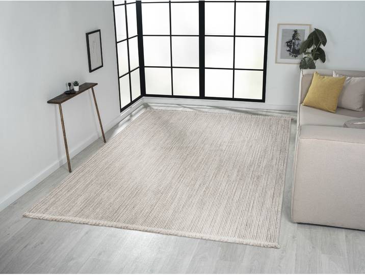 Teppich Ava , grau (hellgrau, beige, creme), B:200cm H:7mm L:290cm, Polyester, MYFLAIR MÖBEL & ACCESSOIRES, Teppiche, Teppich, Uni Farben, meliert, Sisal-Optik, auch in rund erhältlich