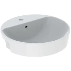 Geberit VariForm Halb-Einbauwaschtisch 500782012 d= 50cm, mit Hahnloch, Überlauf, rund, weiß