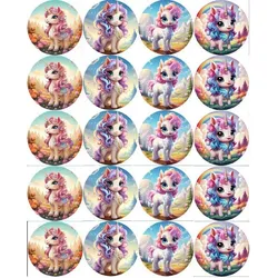 Essbares Papier zum Ausschneiden für Muffins „Unicorn Mix“, 5 cm