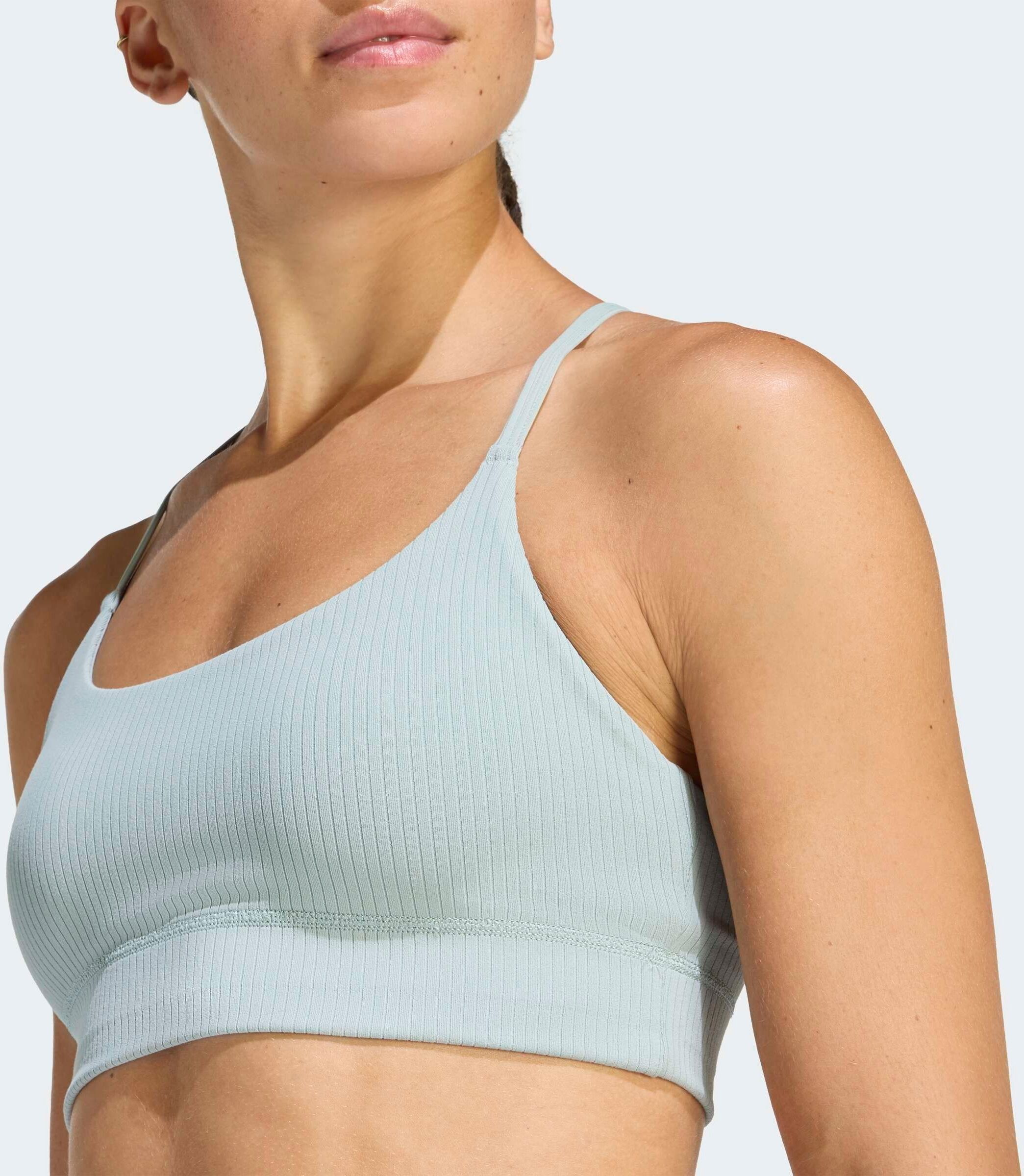 Sport-BH ADIDAS PERFORMANCE "ADIDAS ALL ME LIGHT SUPPORT RIB BRA LONGLINE SPORT-BH", Damen, Gr. L, N-Gr, grün (wonder sage), Obermaterial: 86% Polyester, 14% Elasthan, BHs Sport-BH wonder sage L, N-Gr