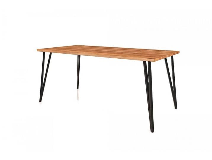 Natur24 Esstisch Esstisch Rolo Kernbuche massiv 80x130x76cm mit schwarzen Metallbeinen