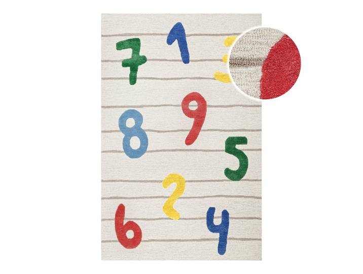 Kinderteppich SMART KIDS Countdown , bunt (beige), B:160cm H:16mm L:230cm, Schurwolle, Teppiche, Kinderteppich, Kinderteppich mit Zahlen, Hoch-Tief-Effekt, Schurwolle, Spielzimmer