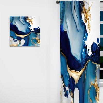 DESIGN ART "Designart ""Abstract Marble Geode Blue I"" Abstract Marble Curtain - Blackout Marble Curtain - 1 Panel"