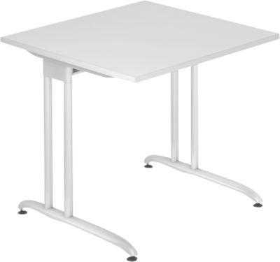 Schreibtisch TARA, C-Fuß, Rechteck, B 800 x T 800 x H 720 mm, lichtgrau