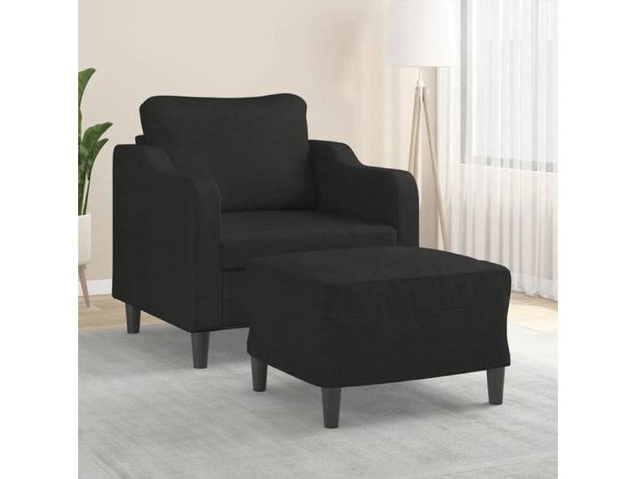 NEW 2026  Fauteuil avec repose-pied Noir 60 cm Tissu L2212