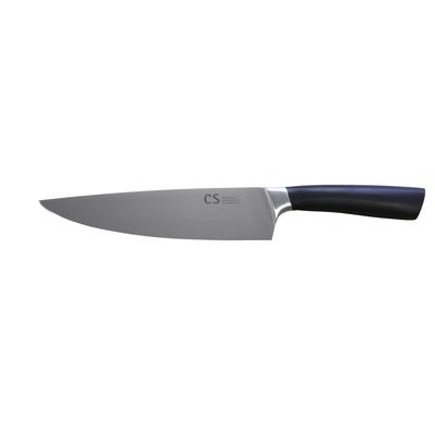 Kochmesser CS KOCH-SYSTEME "VELTEN, 32,5 cm, Edelstahl rostfrei", silber (schwarz), Klingenlänge 18cm, Edelstahl, Kunststoff, Kochmesser, Kochmesser, mit asiatisch inspirierter Präzisionsklinge