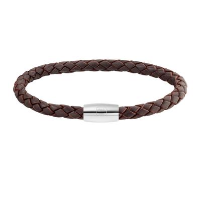 Armband CAÏ "Edelstahl Leder braun 23cm", braun, Armbänder, Herren, 23cm, Edelstahl, glänzend, Armband
