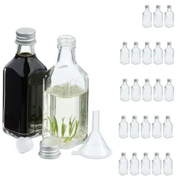 Relaxdays Kleine Flaschen im Set 50 ml Silber,Transparent