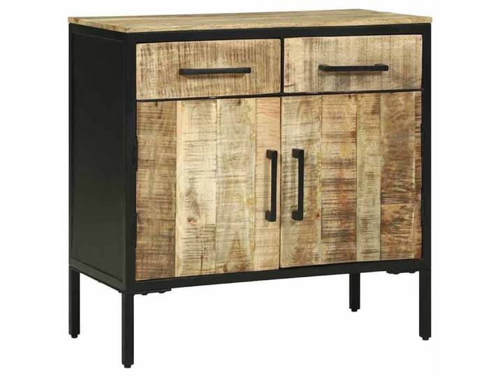 Buffet en bois de manguier - - 70x35x70 cm - Marron - Bois de manguier massif - 2 portes - Style industriel