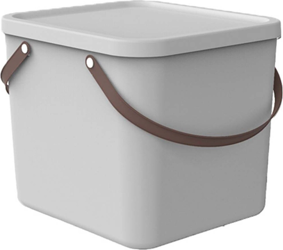 Rotho Albula Opbergbox met deksel en handvatten, wit, kunststof, stapelbaar