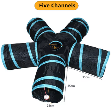 Inspire Picks Foldable Cat Play Tunnel Breathable Indoor Cat Toy With Crinkle Paper five Tunnels