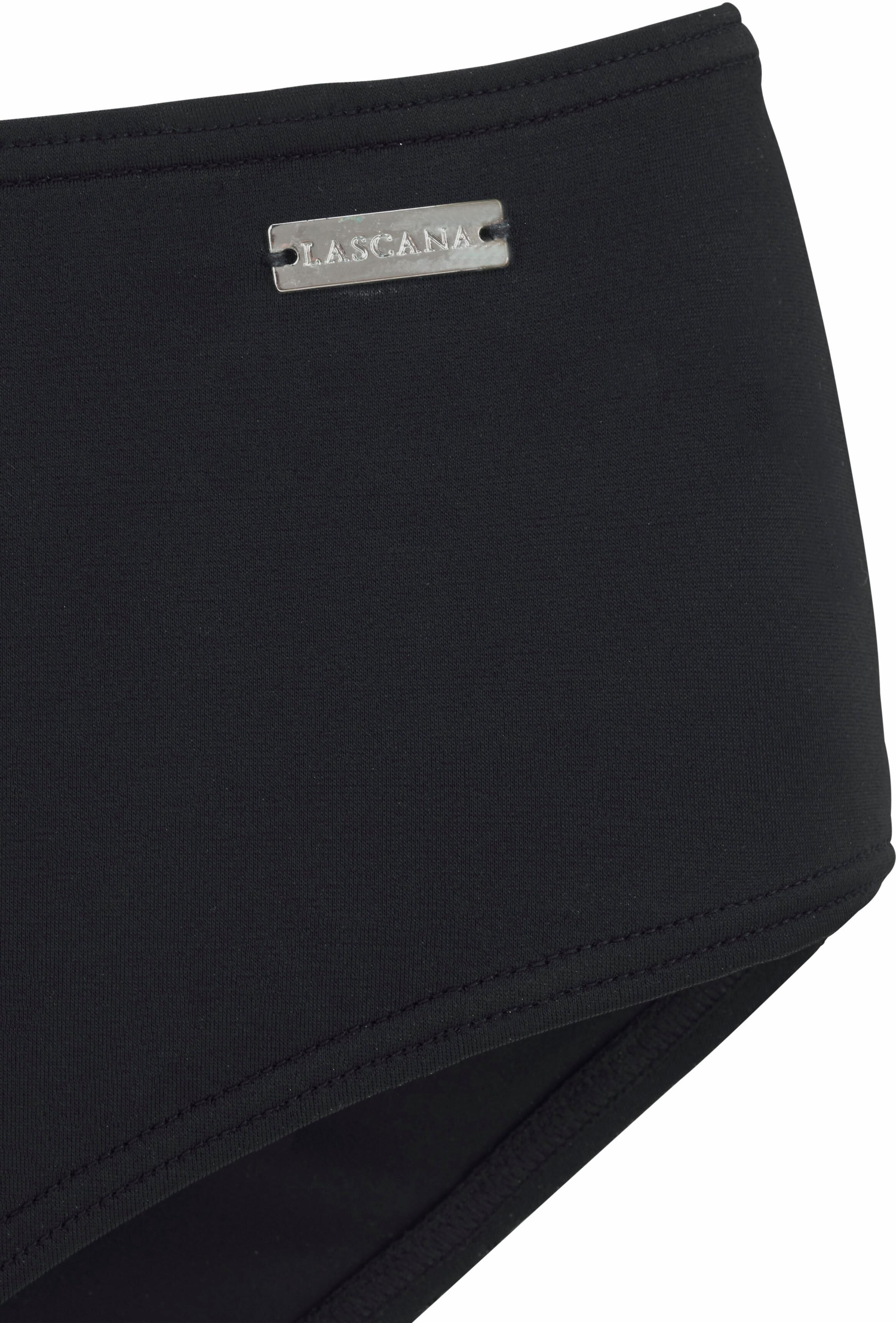 Bikini-Hose LASCANA, Damen, Gr. 40, N-Gr, schwarz, Polyamid, unifarben, Badehosen Bikini-Hose, mit höher geschnittener Form schwarz 40, N-Gr