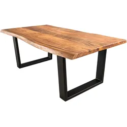 riess-ambiente Couchtisch MAMMUT - 120cm Akazie natur V-Gestell schwarz 2,5cm Tischplatte Massivholz