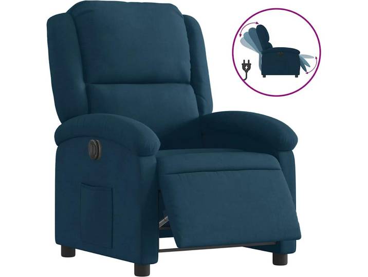 vidaXL Fauteuil relax électrique bleu velours