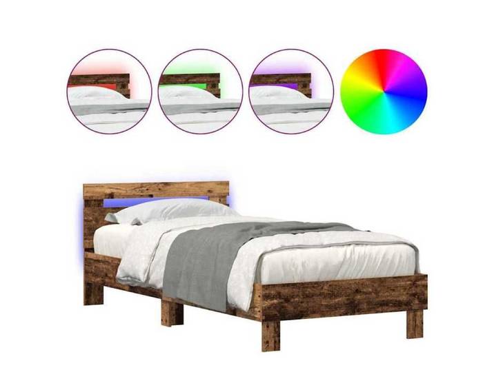 ESTINK® Structure de lit adulte/enfant - Bois ancien 100x200 cm - Bois d'ingénierie @8359@