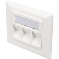Leerdose für Keystone Module, 3x RJ-45, Anschlussdose weiß, 45° Auslass