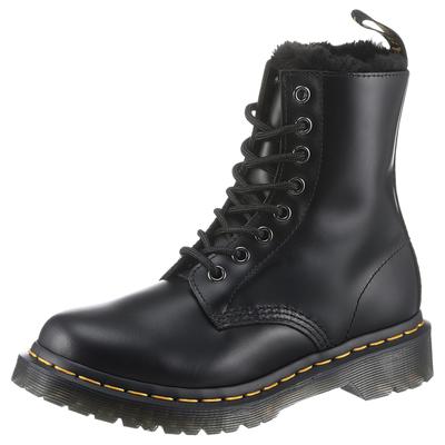 Schnürboots DR. MARTENS "1460 Serena", Damen, Gr. 40, Warmfutter, grau (dunkelgrau), Leder, unifarben, Schuhe Schnürboots, Chunky Boots, Plateau Schuh, Boots mit Warmfutterausstattung, Topseller