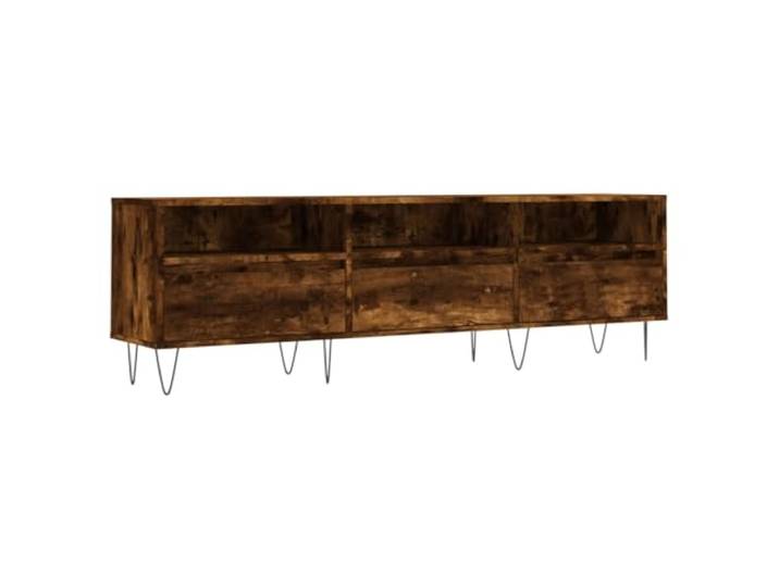 LMTYOENFG TV-Schrank Räuchereiche 150x30x44,5 cm Lowboard Metallbeine Stilvolles TV-Board mit 6 Fächern für Wohnzimmer und Schlafzimmer, bietet Ordnung für Elektronik und Dekoration.