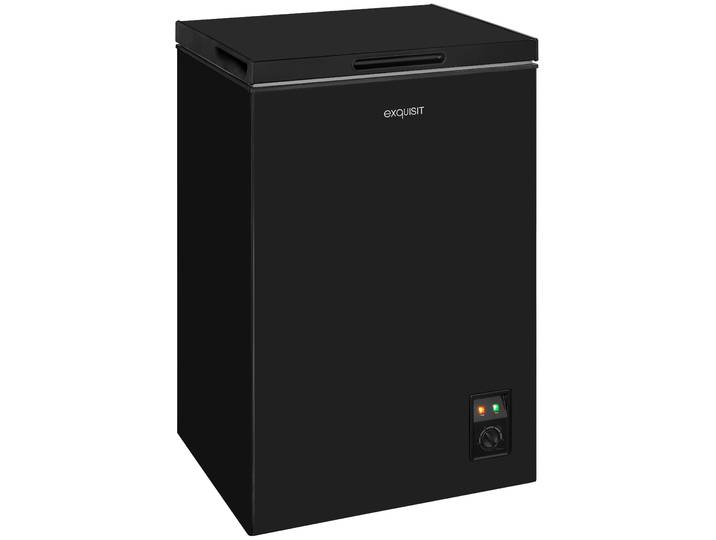 EXQUISIT Gefriertruhe GT100-050E , Energieeffizienz: E, silber (schwarz), B/H/T: 54,5cm x 83,5cm x 48cm, Gefriertruhen, 4*-Gefriertruhe mit ergonomischer Griffmulde – bequem zu öffnen, Gefriertruhe
