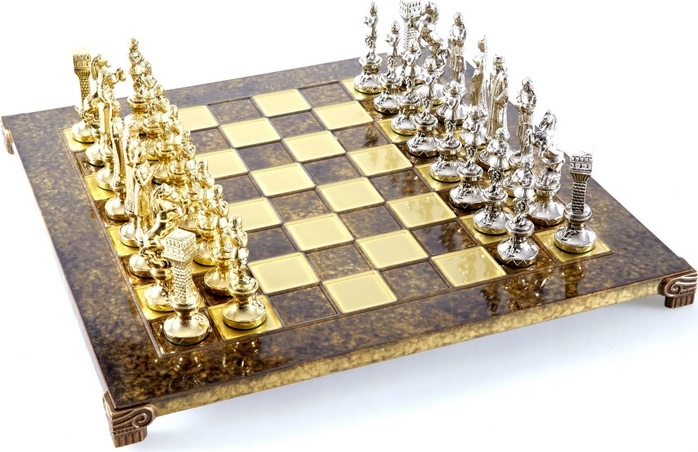Großes exklusives Schachspiel - 36x36 cm - Gold und Silber - Renaissance S9BRGS