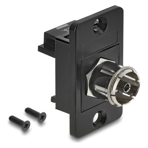 Delock Panel Mount IEC Buchse zu F Buchse schwarz (Antennenkabel) (91196)