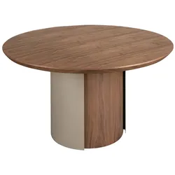 AC ANGEL CERDA Angel Cerdá Runder Esstisch Nussbaum und Stahl metallic sand 1163C Ø140 x 76