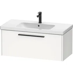 Duravit D-Code Waschtischunterbau wandhängend, 1 Auszug, 984x460mm, mit Griff, DC46680BD180000, Farbe: Korpus Weiß Matt, Griff Diamantschwarz Matt