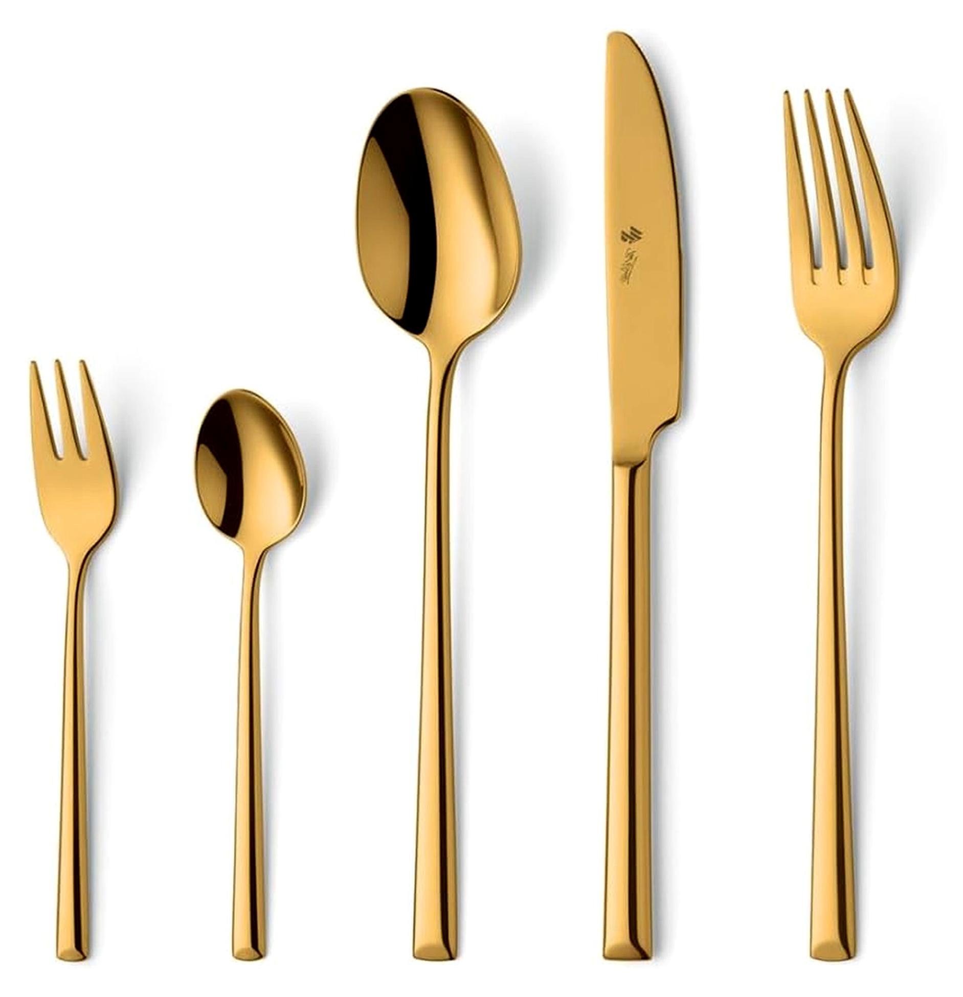 Vivendi PVD Gold poliertes Besteckset 30-teilig für Erwachsene mit Gravur