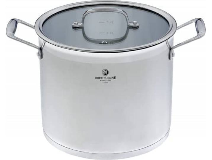 CHEF CUISINE Kochtopf 24 cm, Suppentopf mit Deckel, Edelstahl, 9 L, Induktion, spülmaschinengeeignet, hitzebeständig auch im Backofen, Spargeltopf, Fleischtopf, Bratentopf, Eintopf